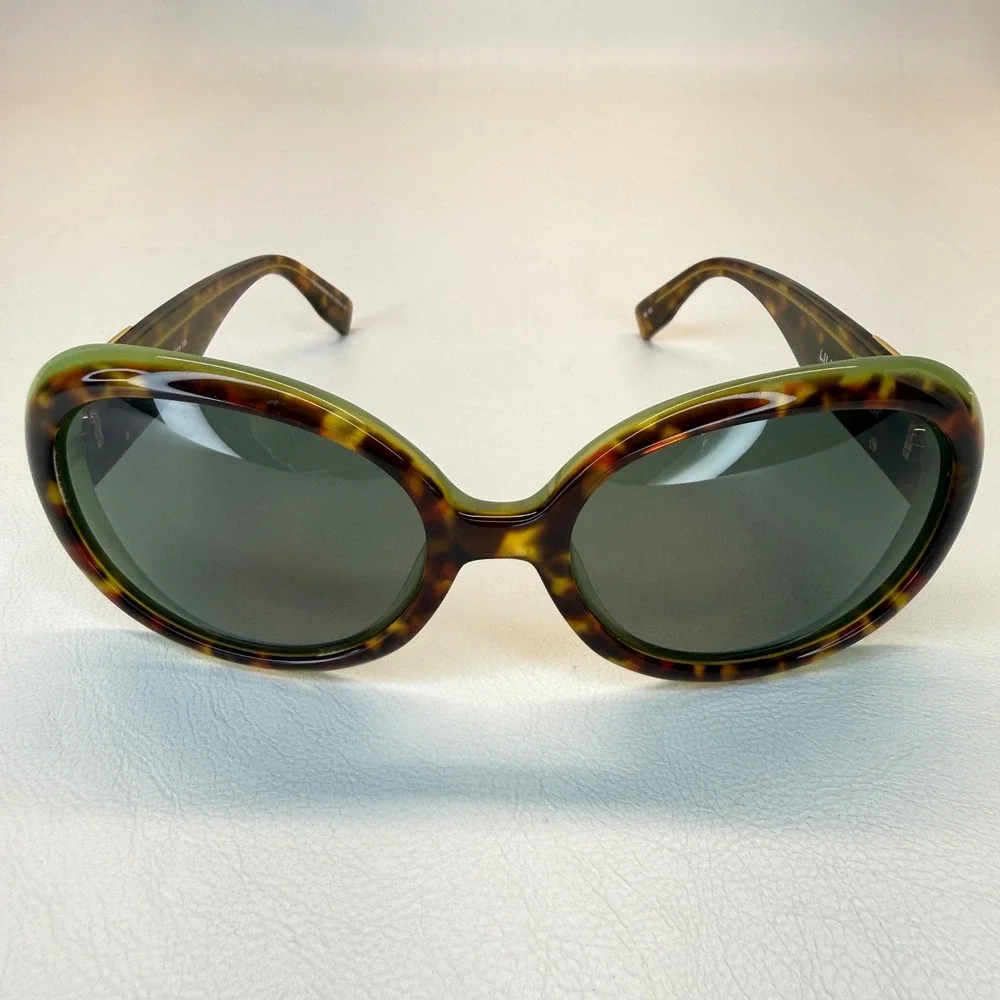 Lilly Pulitzer Lulu YT Polarized Sunglasses Brown Tortoise Green Oval Oversized